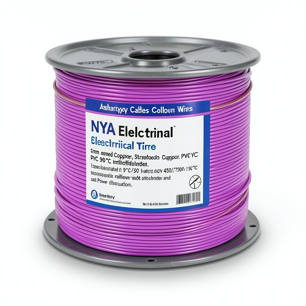 لفة سلك كهرباء 6 مم NYA 450/750 فولت، نحاس مجدول، معزول PVC 90°C، بنفسجي | شركة كابلات الشرقية للصناعة