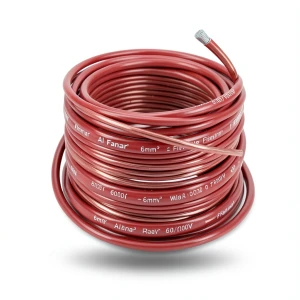 سلك كهرباء نحاس شعر مغطى بالقصدير معزول PVC، مقاس 6mm²، 600/1000 فولت، لون أحمر | شركة الفنار