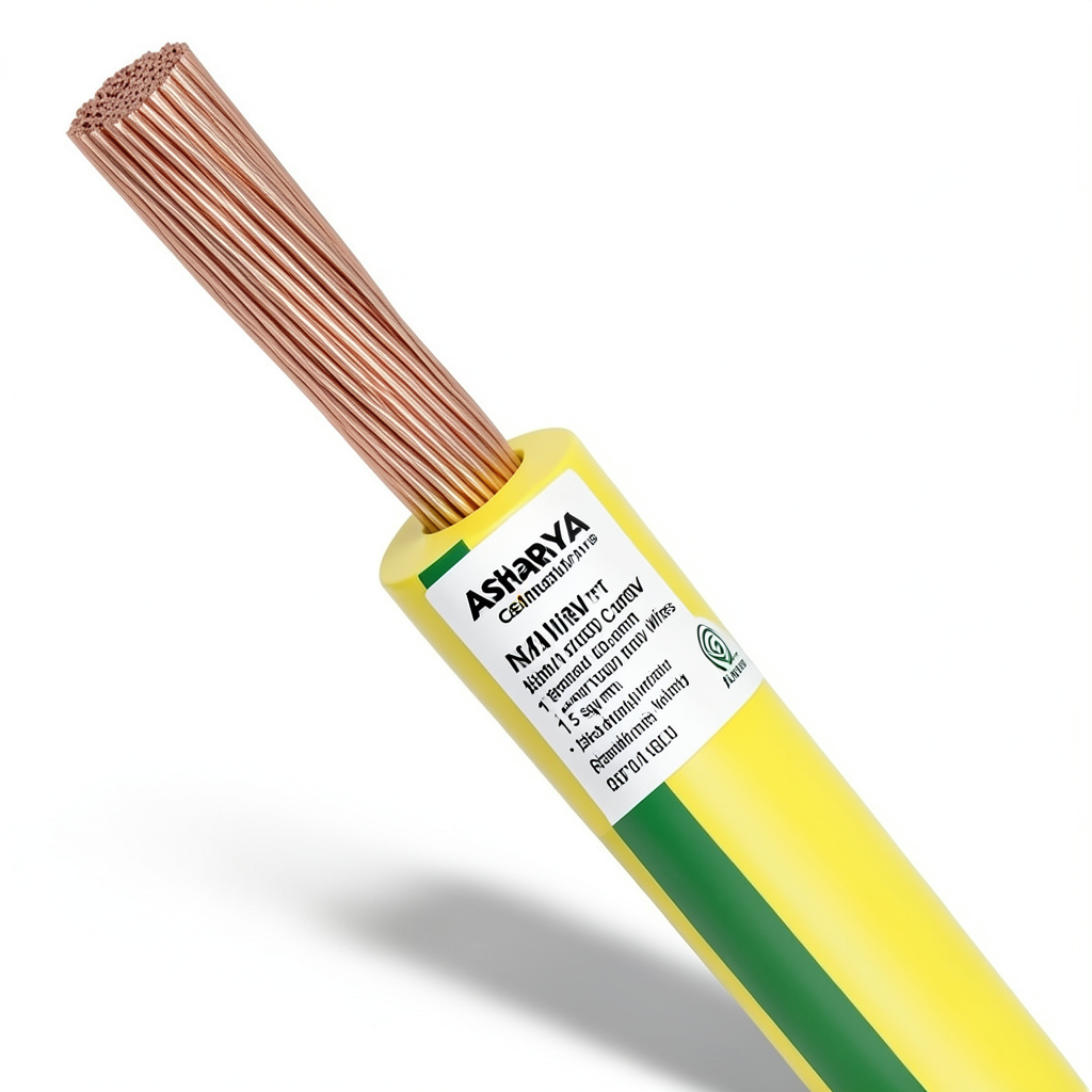 سلك 1.5 مم NYA 450/750 فولت، نحاس مجدول، عزل PVC 90°C، اصفر/اخضر | شركة كابلات الشرقية للصناعة