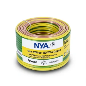 لفة سلك 4 ملم NYA كهربائي 450/750 فولت، نحاس مجدول، عزل PVC 90°C، اصفر/اخضر | شركة كابلات الشرقية للصناعة