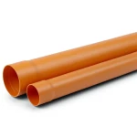 UPVC Plastic Pipe PN 12.5 Bar SDR 21, 225 mm OD, 10.8 mm Thickness, Orange Brown