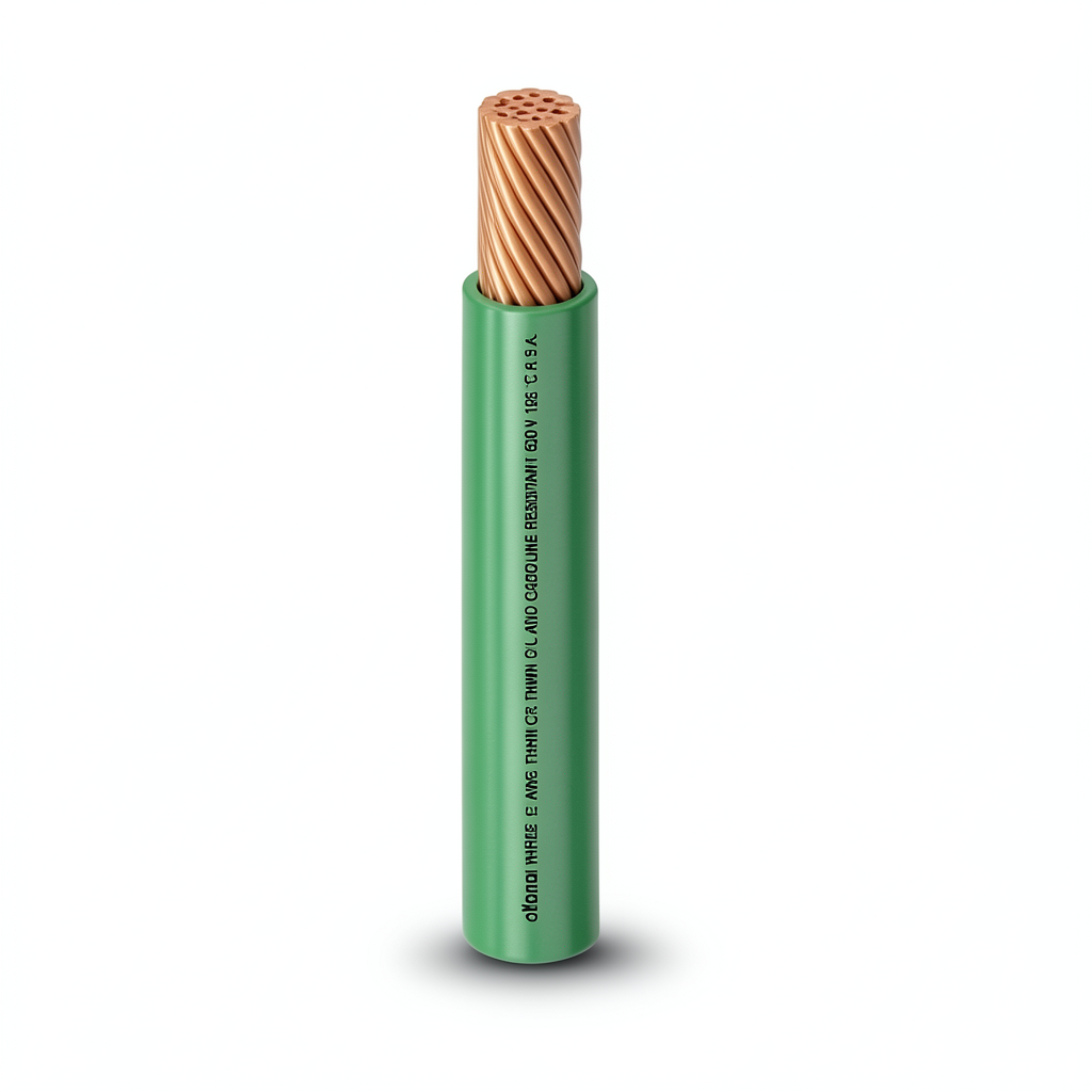 كابل نحاس THHN/THWN معزول PVC 105°C مقاس 1.31 مم² 600 فولت طول 250 قدم اللون أخضر | شركة الفنار