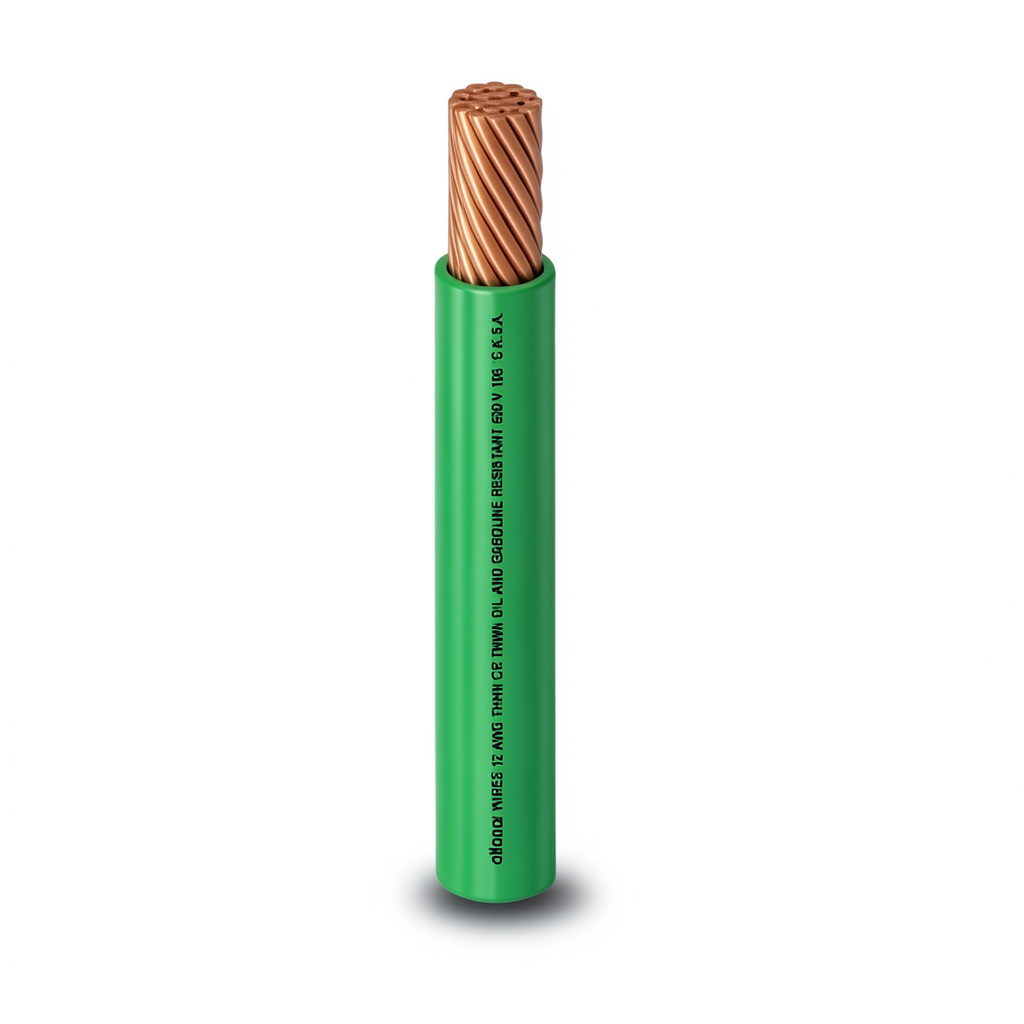 كابل نحاس THHN/THWN معزول PVC 105°C مقاس 8.37 مم² 600 فولت طول 250 قدم أخضر PVC 105 | شركة الفنار