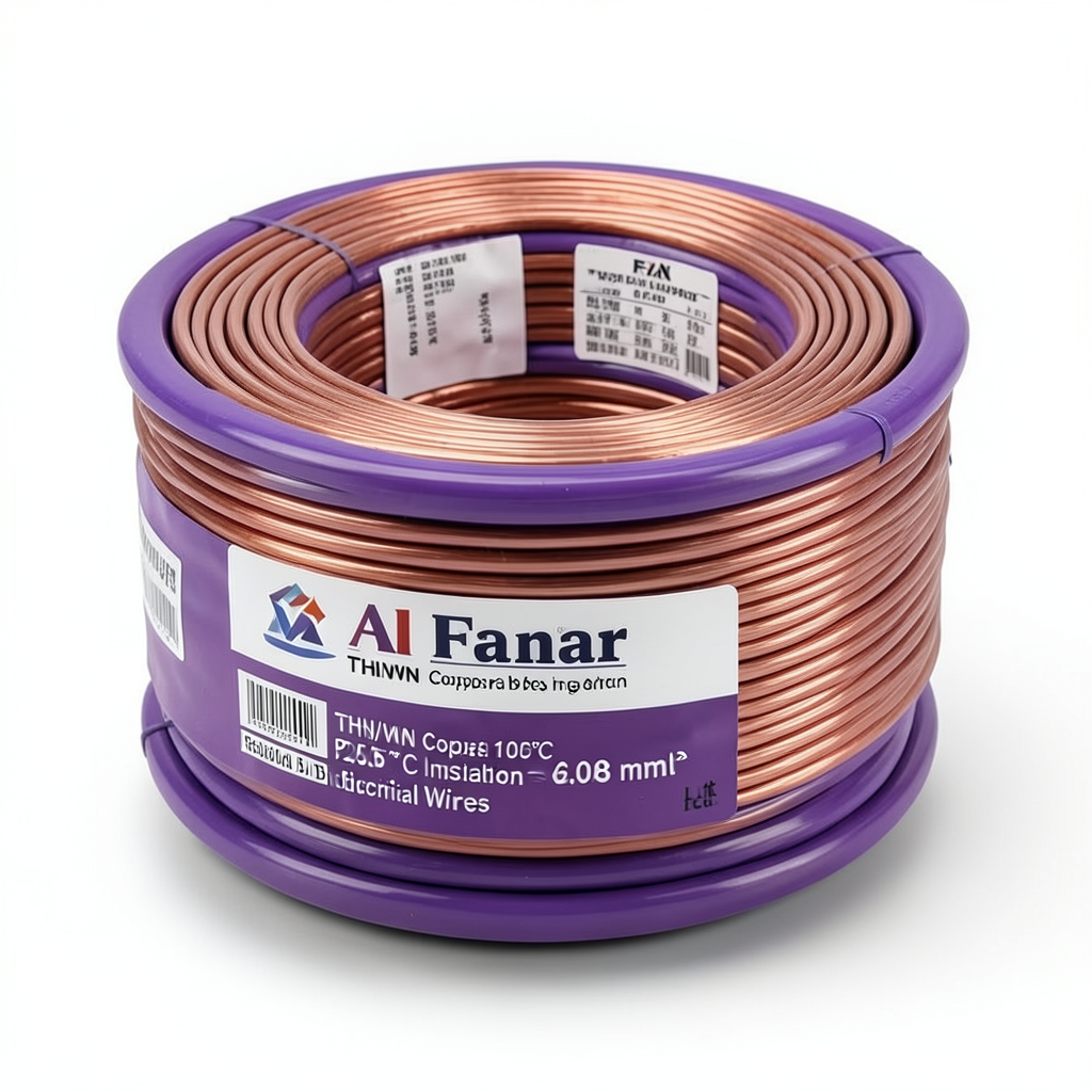 كابل نحاس THHN/THWN معزول PVC 105°C مقاس 2.08 مم² 600 فولت طول 500 قدم بنفسجي | شركة الفنار