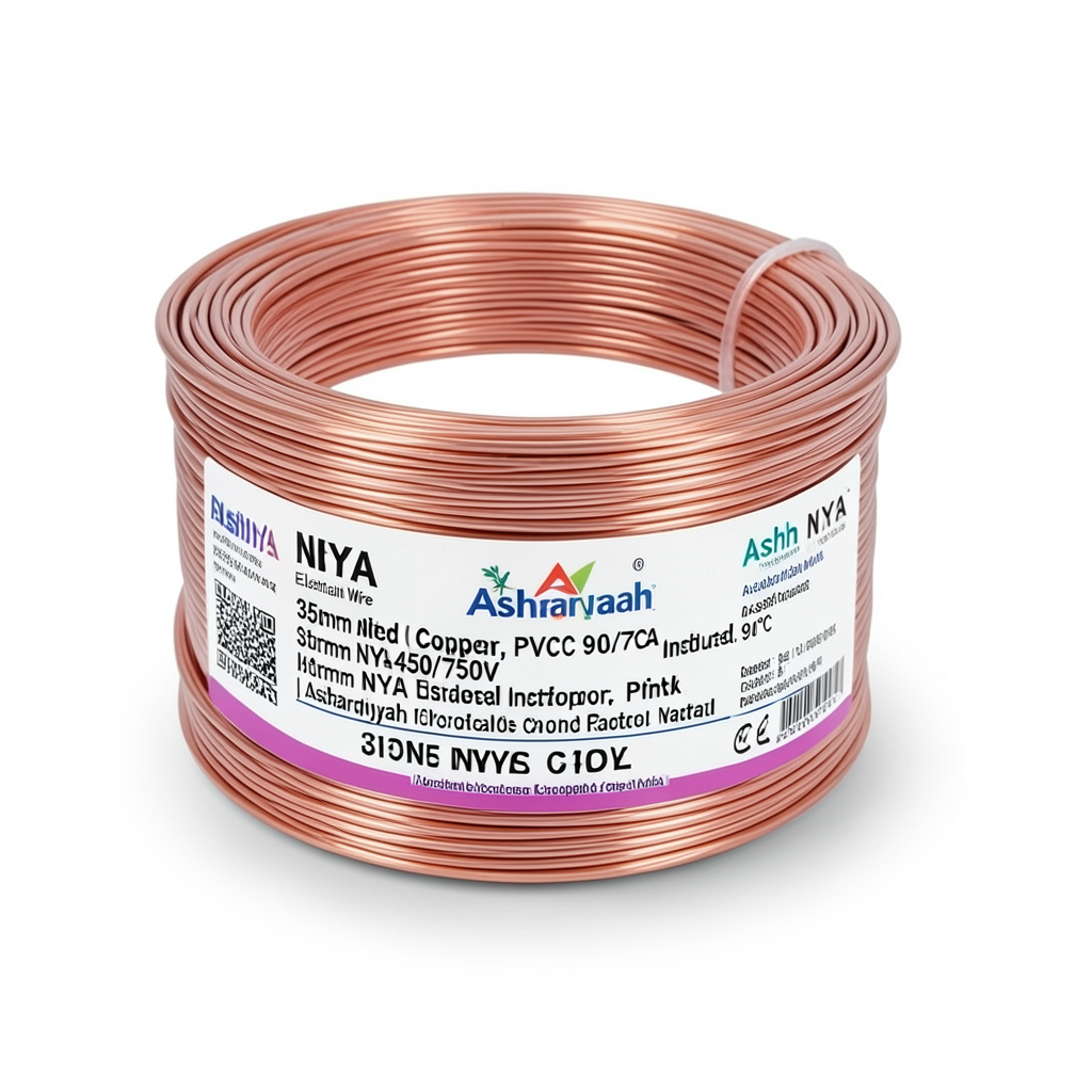 لفة سلك كهرباء 35 مم NYA 450/750 فولت، نحاس مجدول، عزل PVC 90°C، زهرى | شركة كابلات الشرقية للصناعة