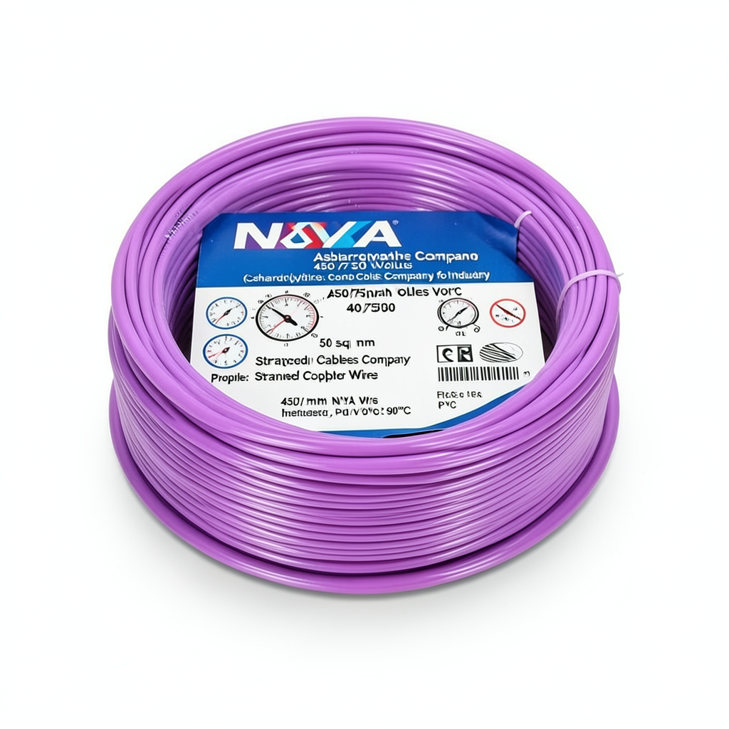 50 sq mm NYA Wire 450/750 Volts, Stranded Copper, PVC 90°C Insulation, Purple | Asharqiyah Cables Company for Industry