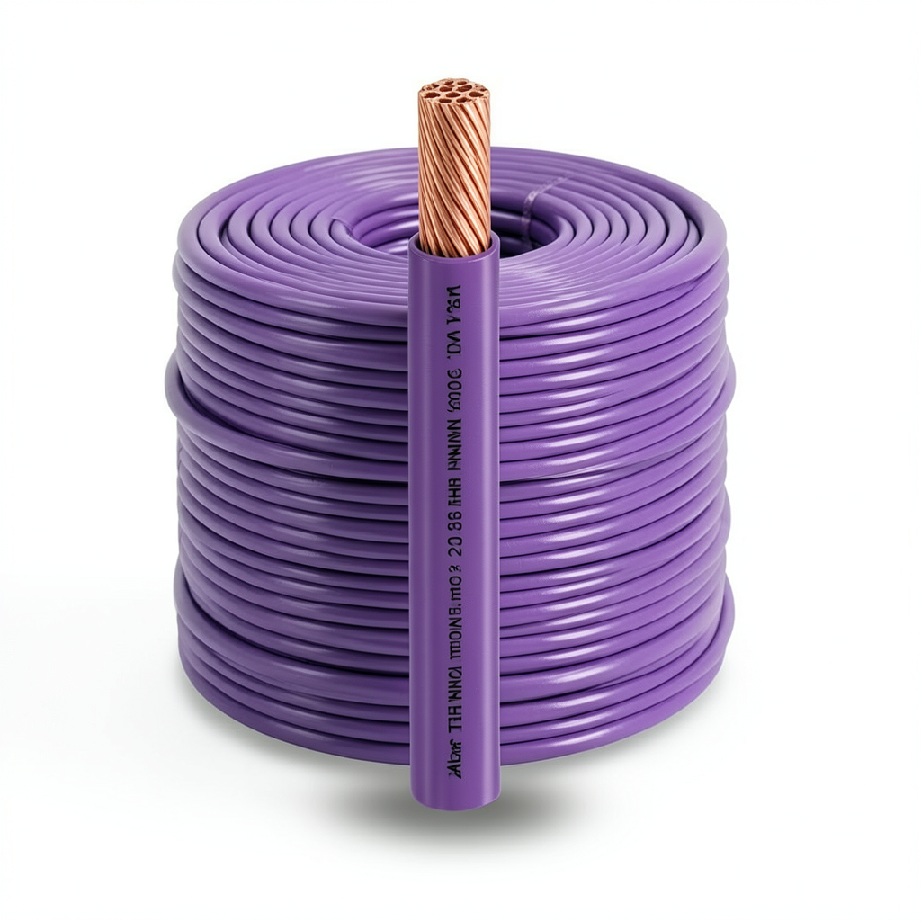 كابل نحاس THHN/THWN معزول PVC 105°C مقاس 2.08 مم² 600 فولت طول 500 قدم بنفسجي | شركة الفنار
