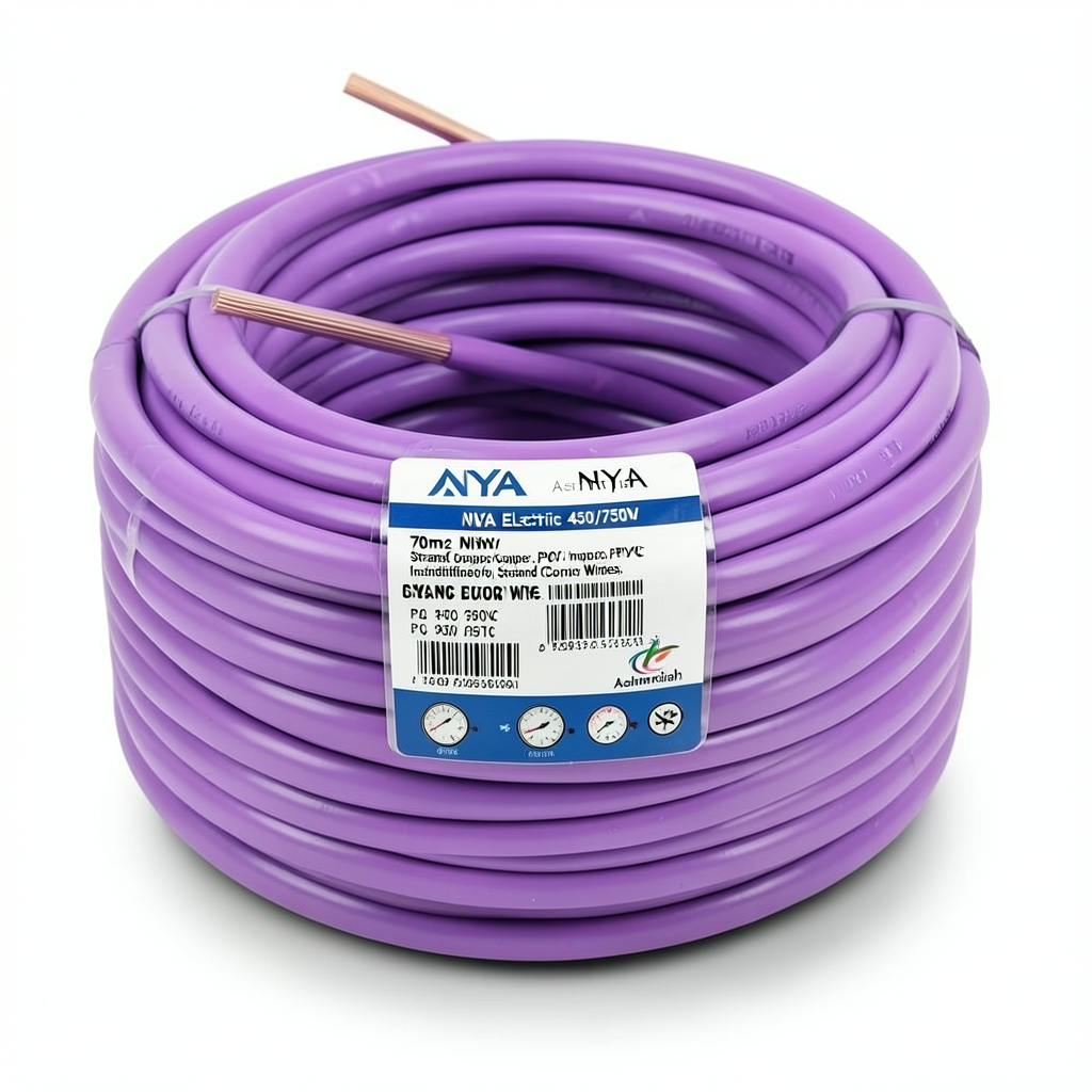70mm2 NYA Electric Wire 450/750V, Stranded Copper, PVC 90°C Insulated, Purple | Asharqiyah Cables Company for Industry