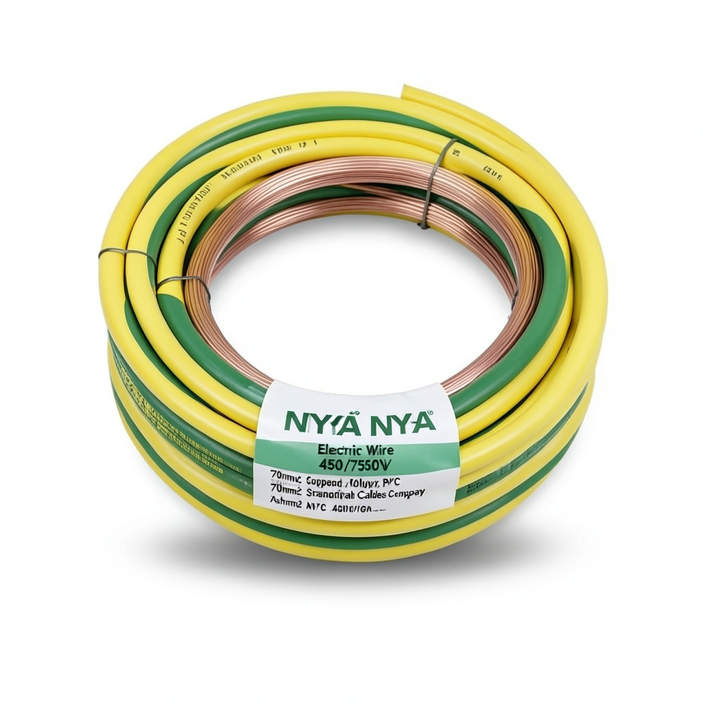 سلك كهرباء 70 مم2 NYA 450/750 فولت، نحاس مجدول، معزول PVC 90°C، اصفر/اخضر | شركة كابلات الشرقية للصناعة
