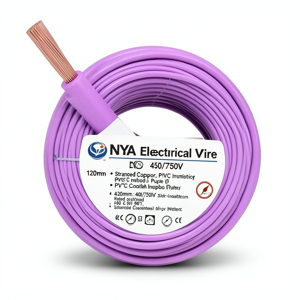 120mm NYA Electrical Wire 450/750V, Stranded Copper, PVC 90°C Insulated, Purple | Asharqiyah Cables Company for Industry