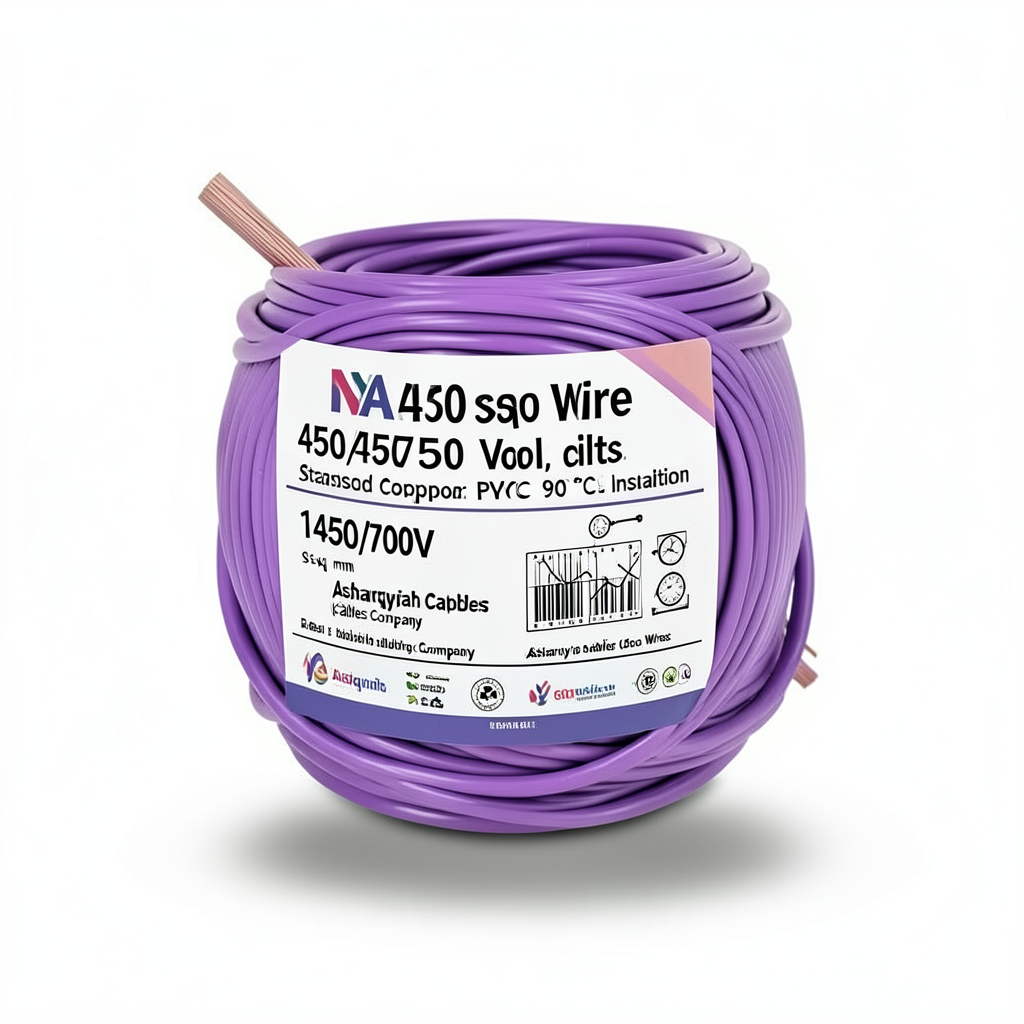 سلك 150 مم 450/750 فولت NYA، نحاس مجدول، عزل PVC 90°C، بنفسجى | شركة كابلات الشرقية للصناعة