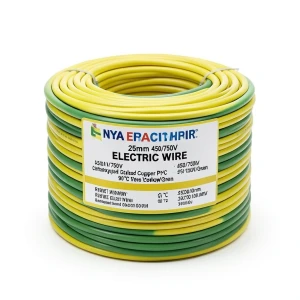 25mm NYA Electric Wire 450/750V Stranded Copper PVC 90°C Yellow/Green | Asharqiyah Cables Company for Industry
