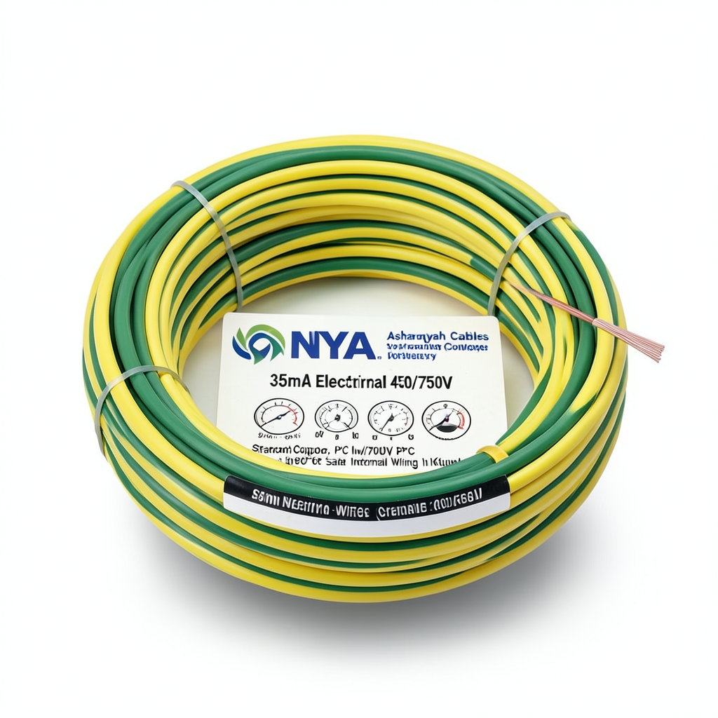 35mm NYA Electrical Wire 450/750V, Stranded Copper, PVC 90°C Insulated, Yellow/Green | Asharqiyah Cables Company for Industry