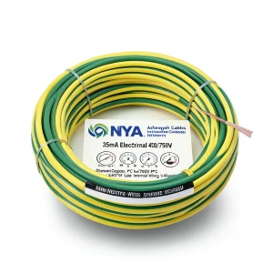 لفة سلك كهرباء 35 مم NYA 450/750 فولت، نحاس مجدول، معزول PVC 90°C، اصفر/اخضر | شركة كابلات الشرقية للصناعة