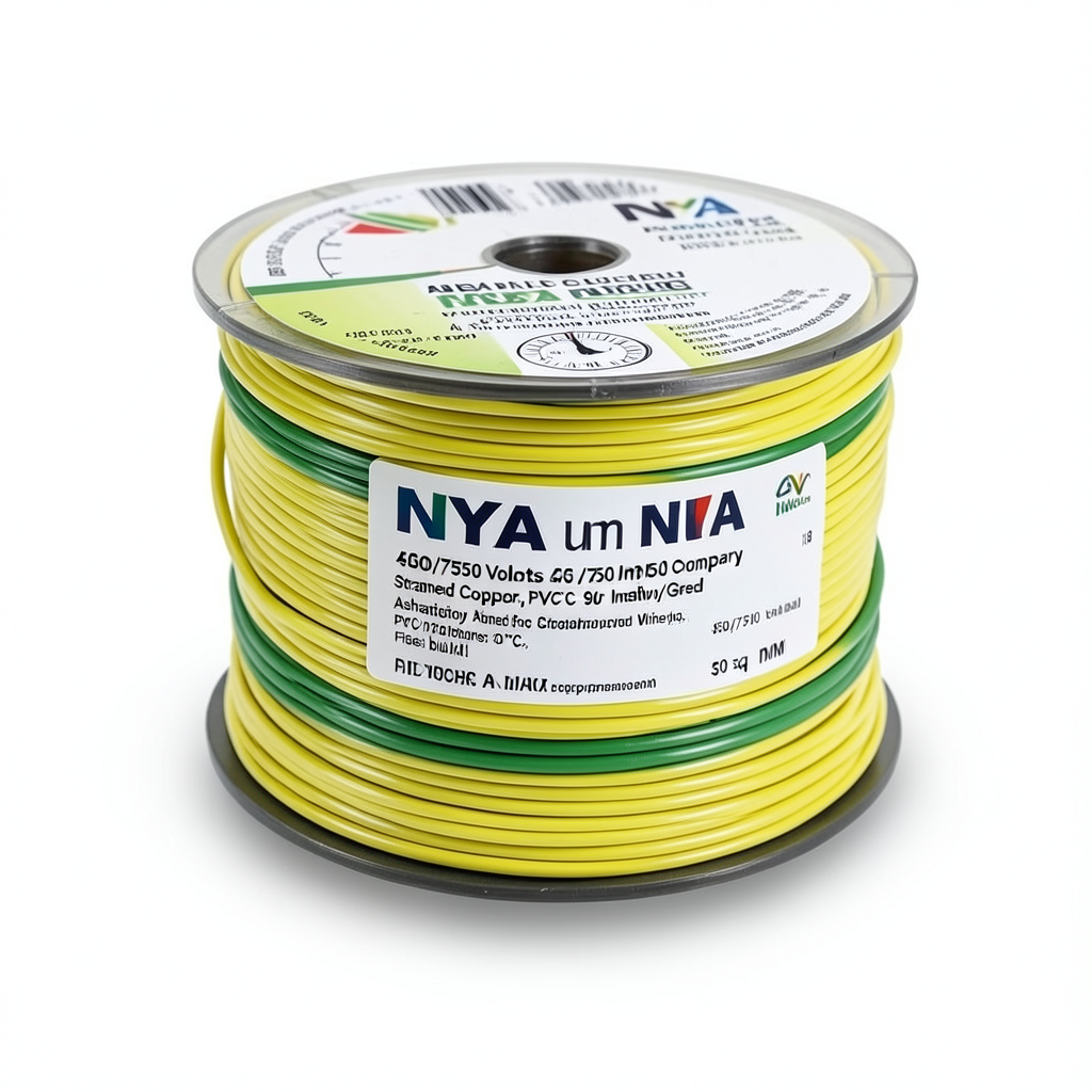 سلك 50 مم2 NYA 450/750 فولت، نحاس مجدول، عزل PVC 90°C، أصفر/أخضر | شركة كابلات الشرقية للصناعة