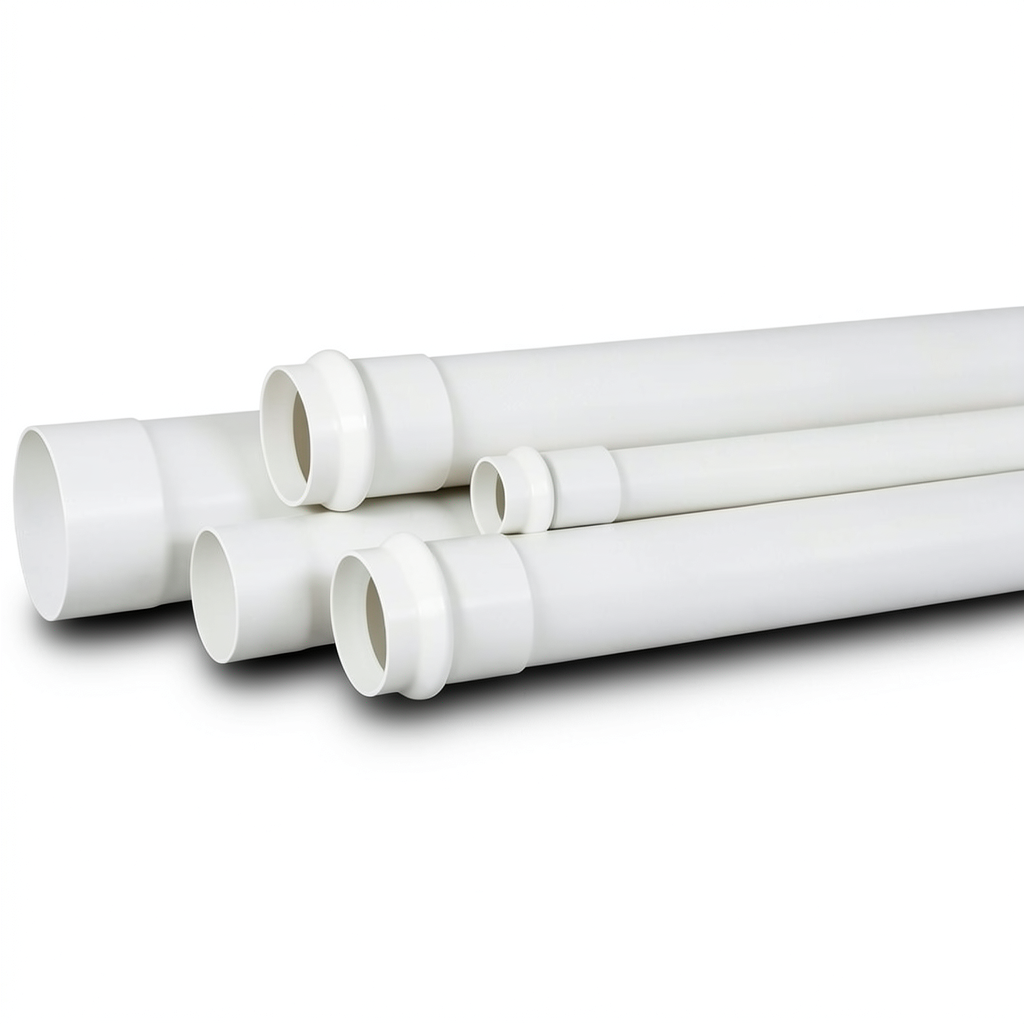 UPVC Plastic Pipe for Sewerage Systems 16 Bar Pressure 90 mm OD 6.7 mm Thickness White