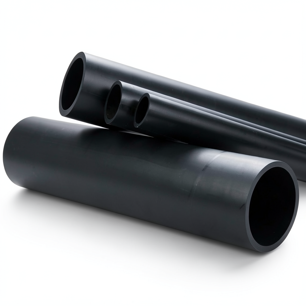 HDPE Plastic Pipe Nominal Pressure 4 Bar PE 80 OD 225 mm Thickness 8.6 mm Black