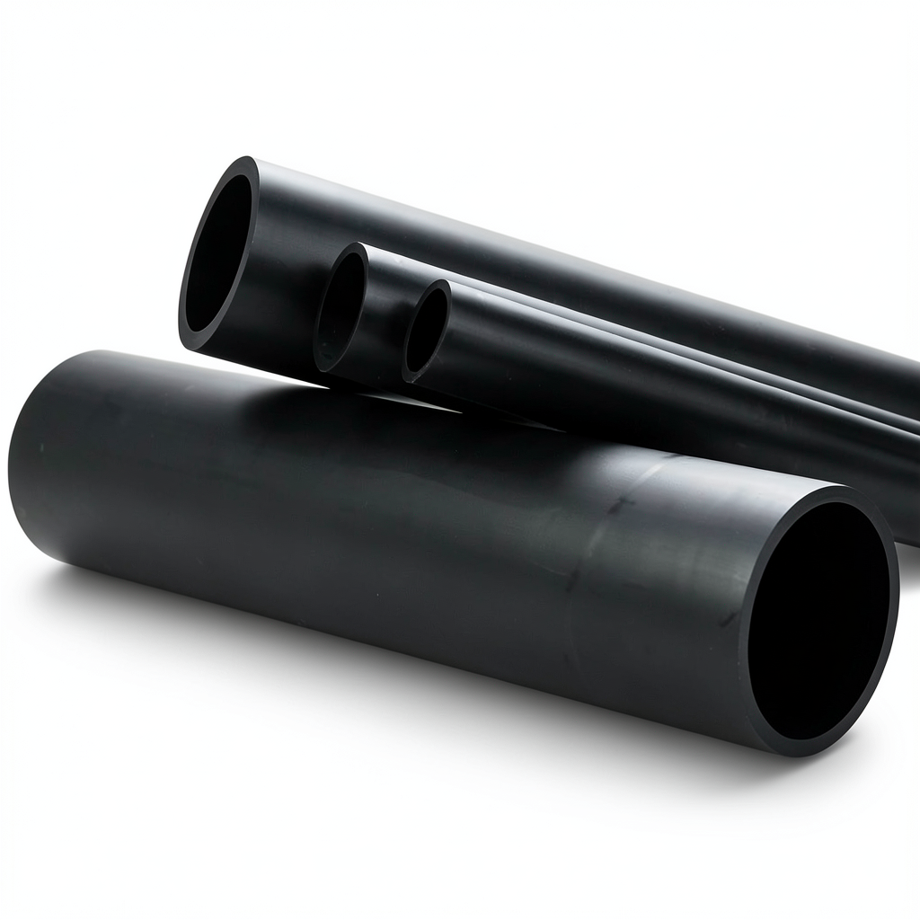 مواسير بلاستيك HDPE ضغط اسمي 4 بار PE 80 قطر خارجي 225 ملم سمك 8.6 ملم اسود