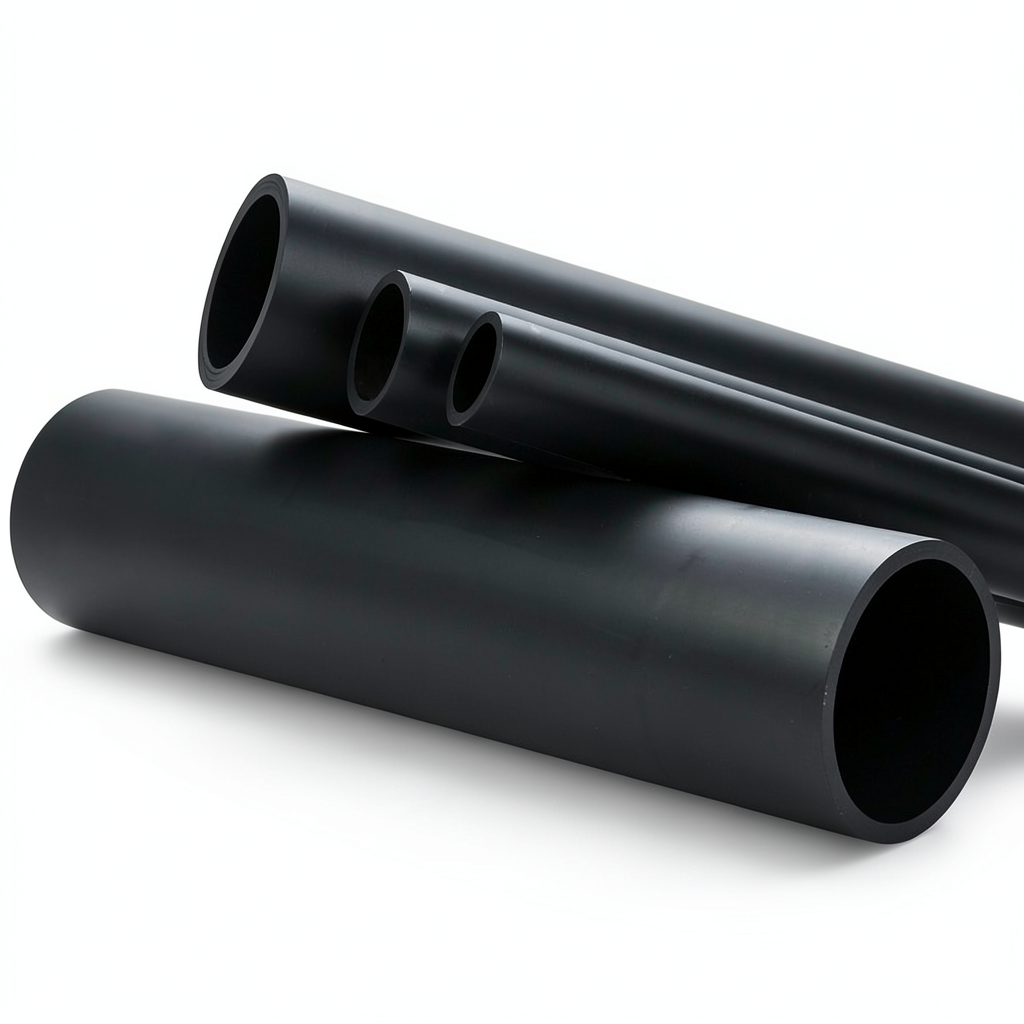 High Density Polyethylene Pipe PN 4 Bar PE 80, 250 mm OD, 9.6 mm Thickness, Black