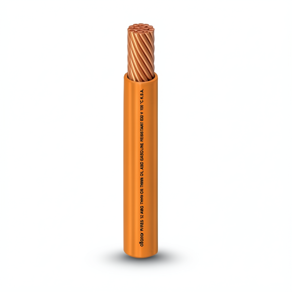 كابل نحاس THHN/THWN عزل PVC 105°C الفنار مقاس 2.08 مم² قطر 2.7 مم 600 فولت طول 300 قدم لون برتقالي | شركة الفنار