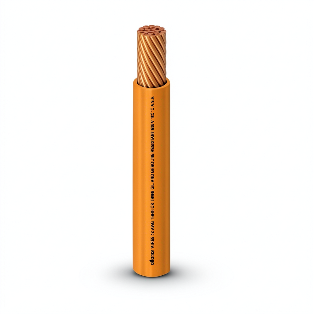 كابل نحاس THHN/THWN معزول PVC 105°C مقاس 3.31 مم² 600 فولت طول 300 قدم برتقالي | شركة الفنار