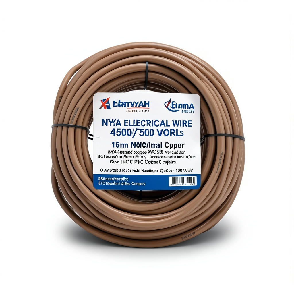 16mm NYA Electrical Wire 450/750 volts, Stranded Copper PVC 90°C Insulation, Brown | Asharqiyah Cables Company for Industry
