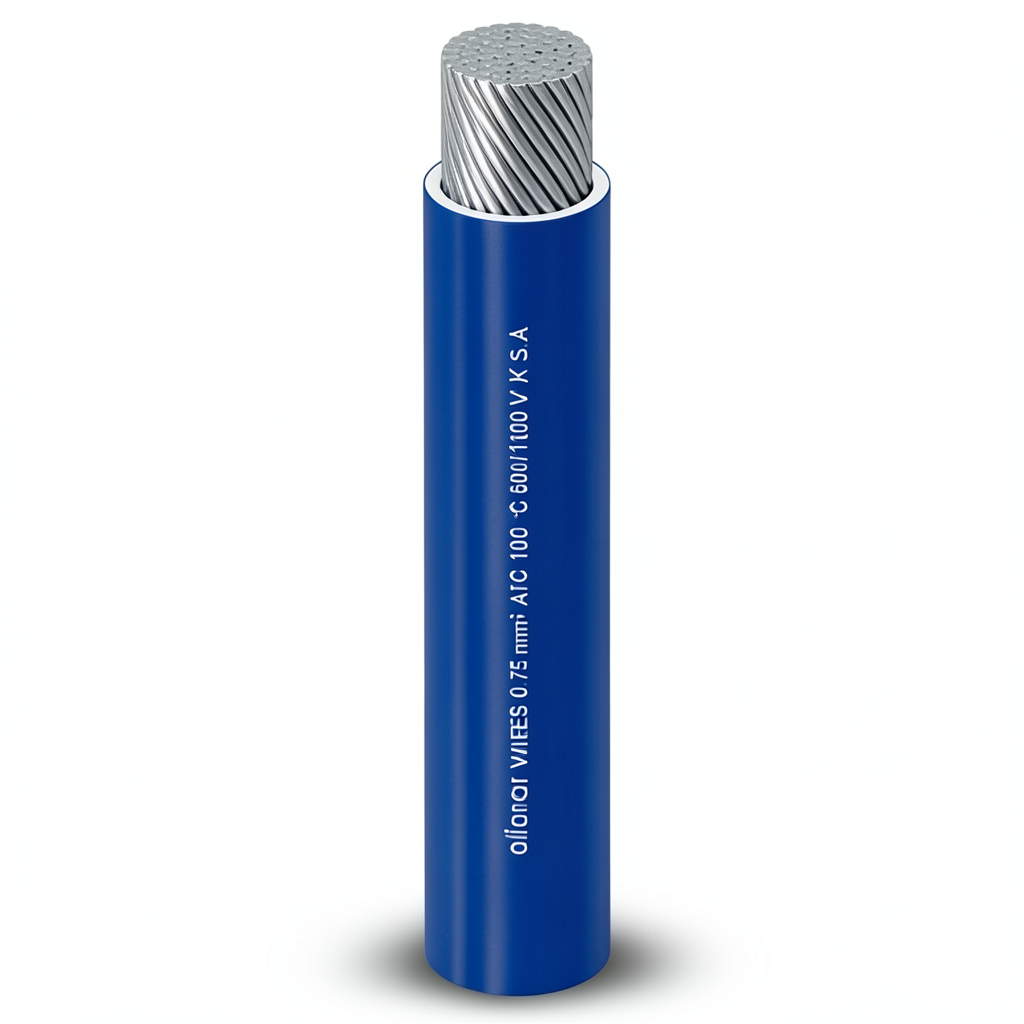 سلك مفرد نحاس مرن 0.75mm² 600/1000 فولت مطلي بالقصدير معزول PVC لون أزرق | شركة الفنار الفنار