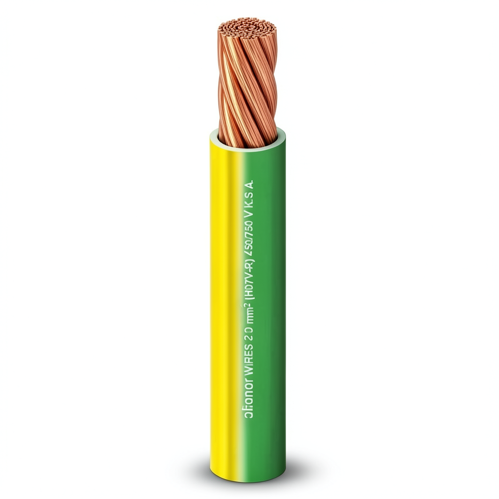 سلك كهرباء مفرد 240 مم2 450/750 فولت، موصل نحاس مجدول معزول PVC لون اصفر/اخضر | شركة الفنار