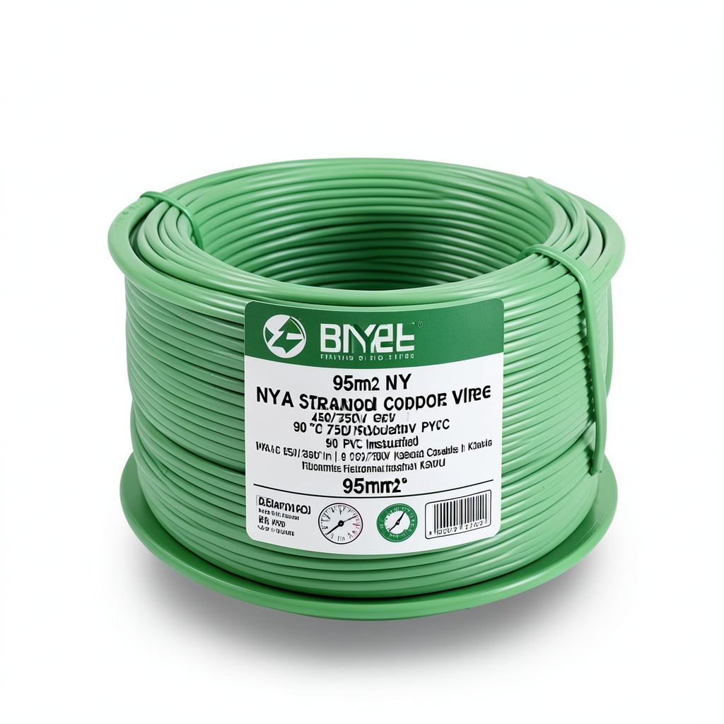 95mm2 NYA Stranded Copper Wire 450/750V PVC 90°C Insulated, Green | Asharqiyah Cables Company for Industry