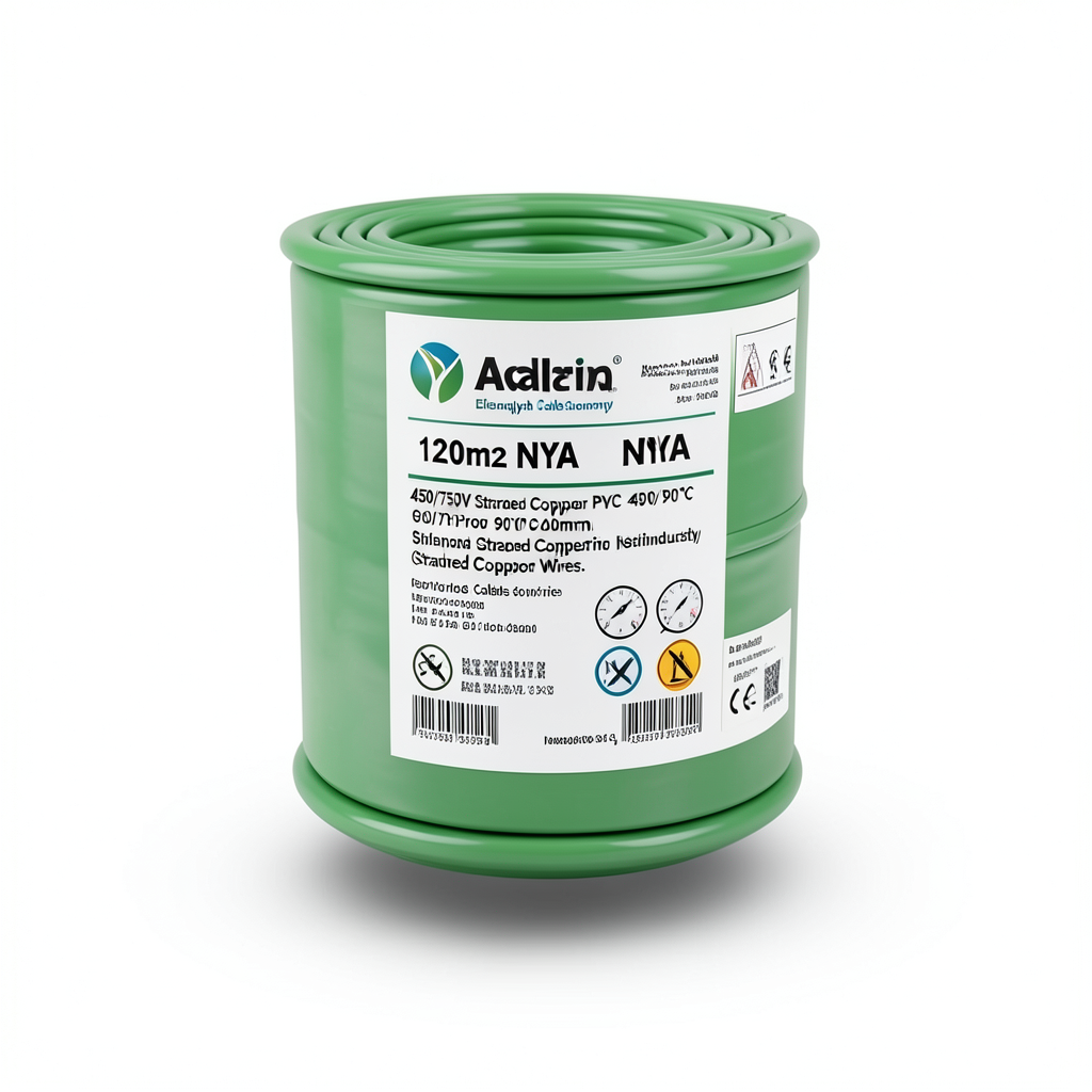 120mm2 NYA Electrical Wire 450/750V Stranded Copper PVC 90°C Green | Asharqiyah Cables Company for Industry