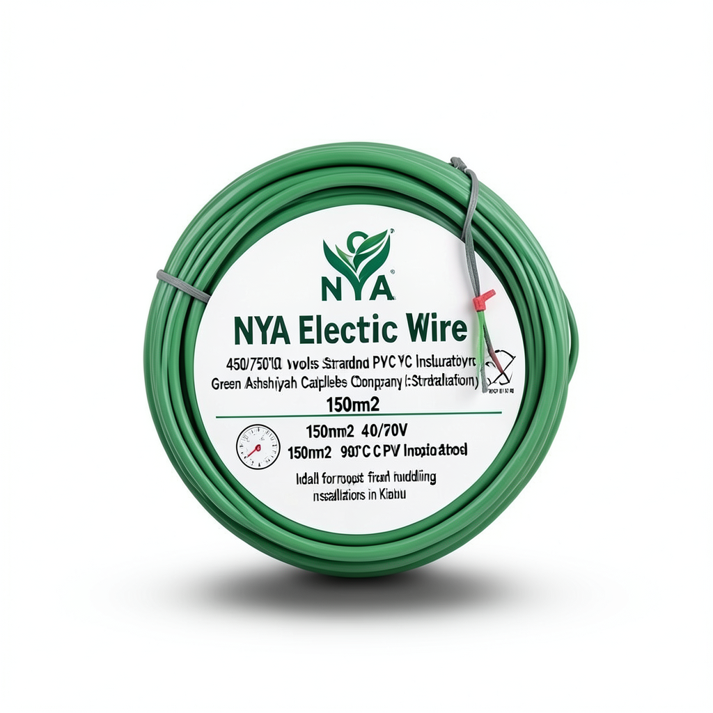 سلك كهرباء 150 مم2 NYA 450/750 فولت نحاس مجدول عزل PVC 90°C لون اخضر | شركة كابلات الشرقية للصناعة