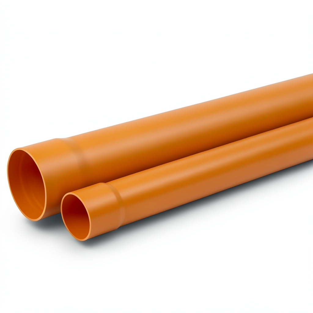 UPVC Pipe PN 25 Bar (SDR 11) Size 180 mm Thickness 16.4 mm Orange Brown Color