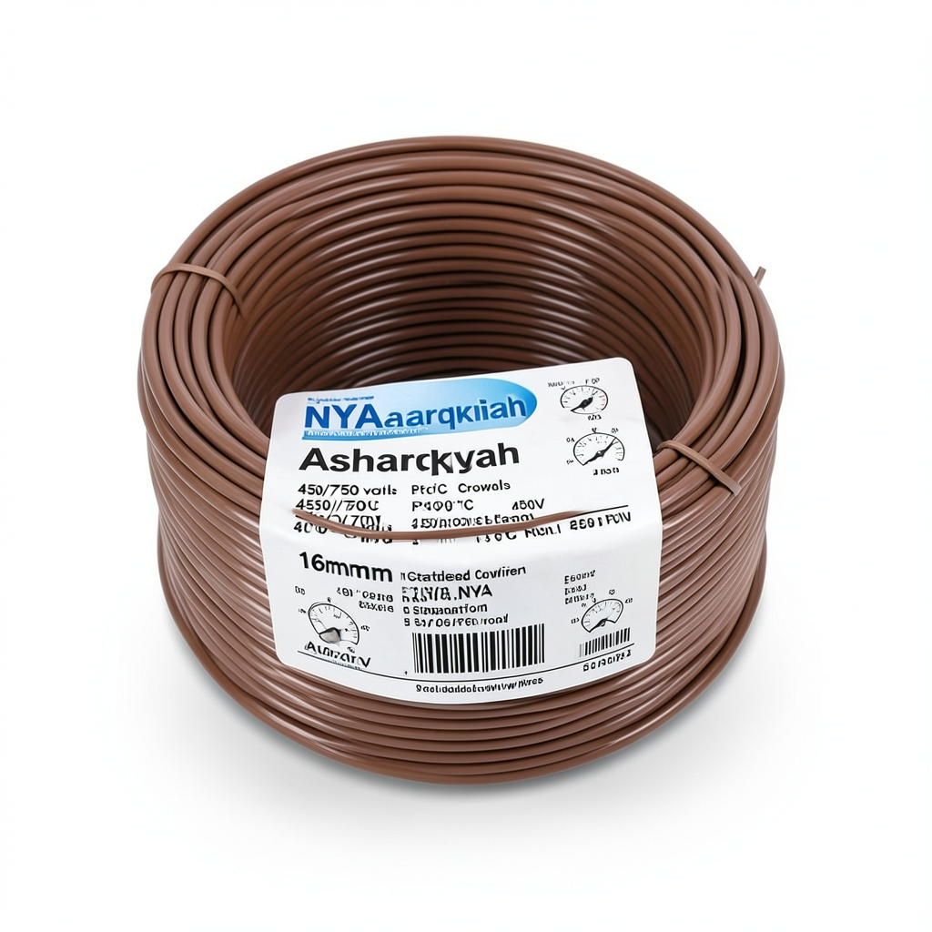 سلك كهرباء 16 مم NYA 450/750 فولت، نحاس مجدول عزل PVC 90°C، بني | شركة كابلات الشرقية للصناعة