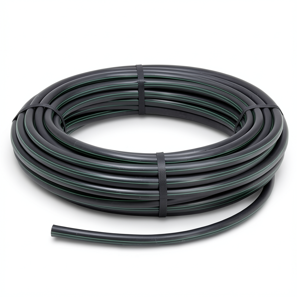 لفة أنابيب HDPE ضغط 16 بار PE 80، قطر خارجي 50 مم SDR 9، لون أسود