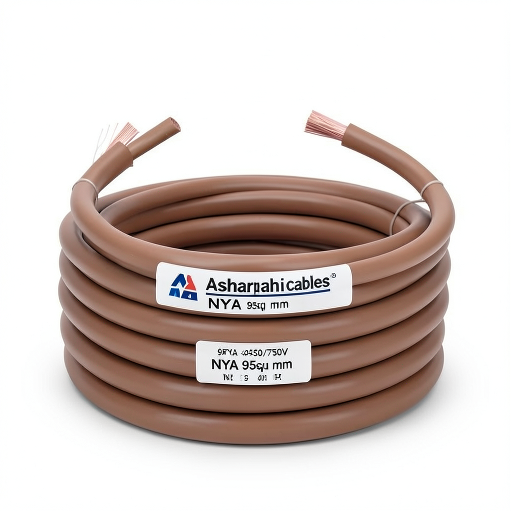 95sq mm NYA Wire 450/750V, Stranded Copper PVC 90°C Insulated, Brown | Asharqiyah Cables Company for Industry