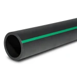 HDPE Polyethylene Pipe Nominal Pressure 10 Bar PE 80, 400 mm SDR 13.6 Black with Green Stripes