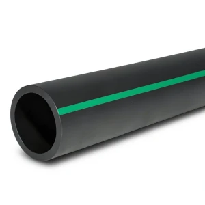 مواسير HDPE ضغط 10 بار PE 80، قطر خارجي 400 مم SDR 13.6 لون أسود مع خط أخضر