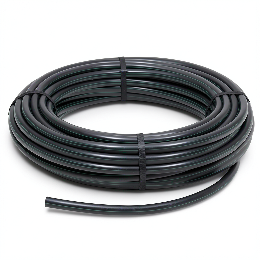 لفة أنابيب HDPE ضغط 16 بار PE 80، قطر خارجي 50 مم SDR 9، لون أسود