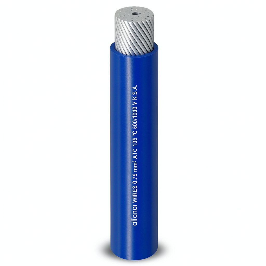 لفة سلك كهرباء مفرد 10mm² جهد 600/1000 فولت، نحاس مغطى بالقصدير، عزل PVC، لون أزرق | شركة الفنار