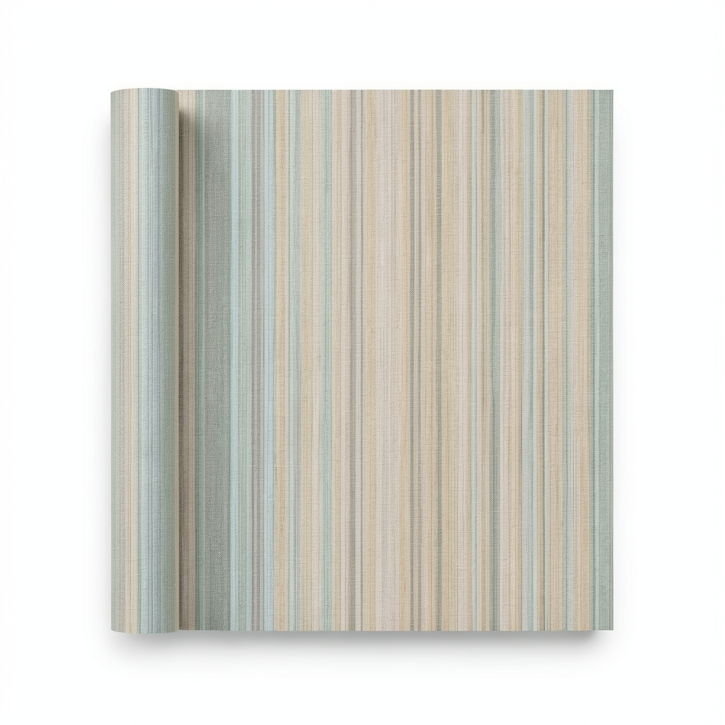 Italian Wall Decoration Striped Wallpaper 10m x 0.53m Beige with Green