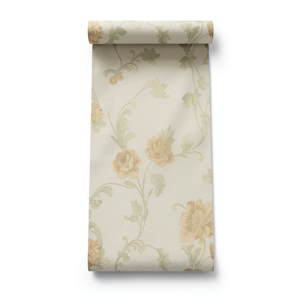 Floral Wall Decoration 10m x 0.73m Beige Color, Model 56941