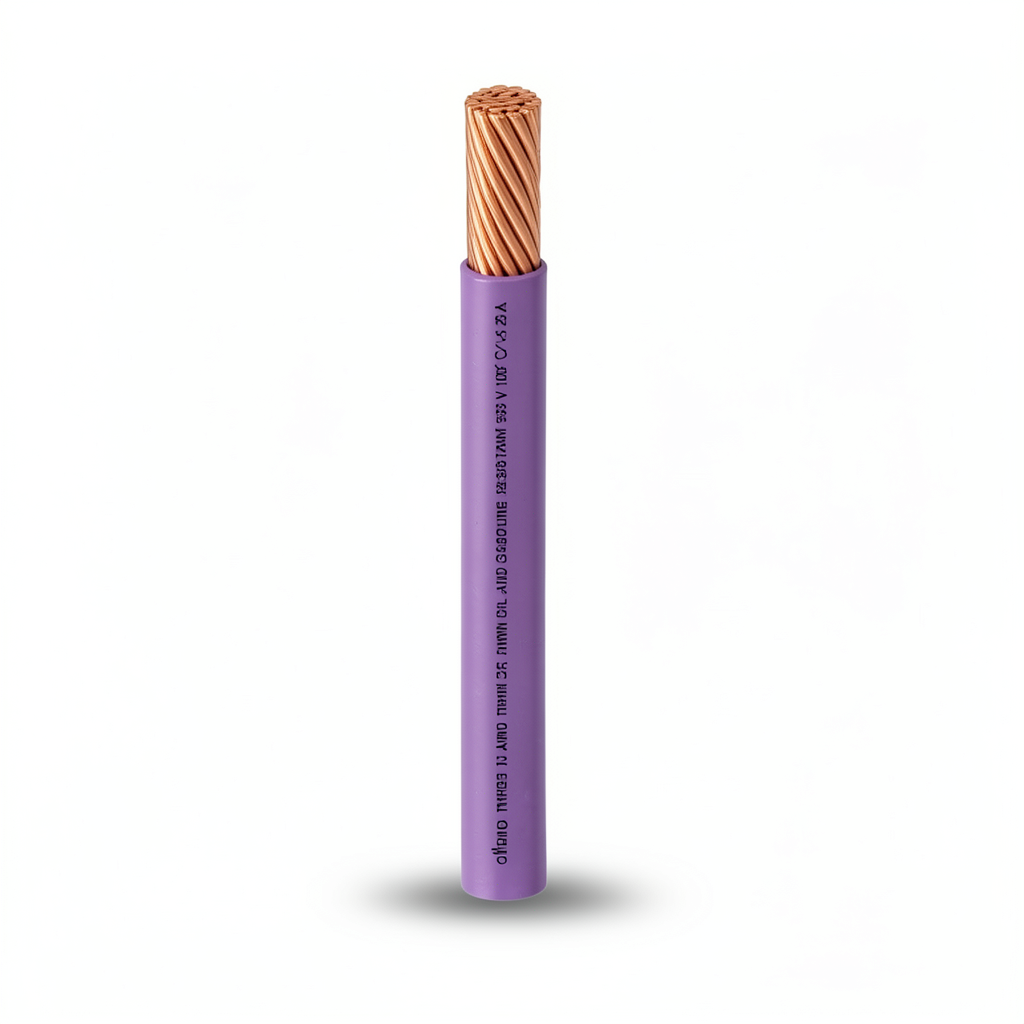 كابل نحاس THHN/THWN عزل PVC 105°C مقاس 0.82 مم² قطر 2.2 مم 600 فولت طول 250 قدم بنفسجي | شركة الفنار