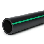 HDPE Polyethylene Pipe Nominal Pressure 12.5 Bar PE 80 OD 180 mm SDR 11 Black with Green Stripes