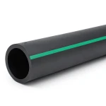 HDPE Polyethylene Pipe Nominal Pressure 12.5 Bar PE 80 OD 250 mm SDR 11 Black with Green Stripes