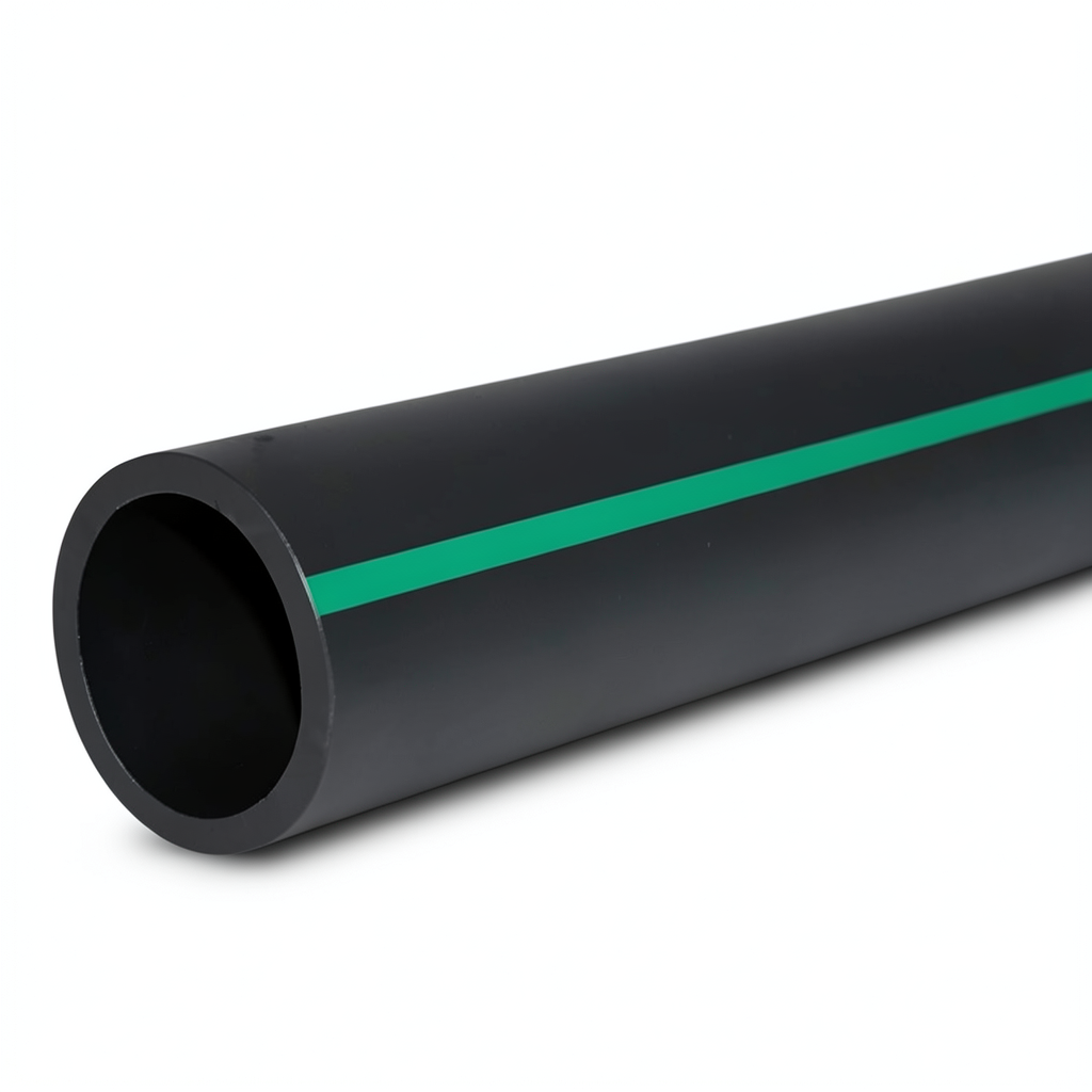 HDPE Polyethylene Pipe Nominal Pressure 12.5 Bar PE 80, 450 mm SDR 11 Black/Green