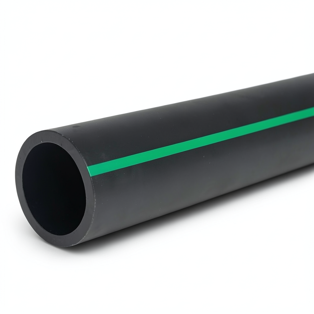 HDPE Polyethylene Pipe PN 12.5 Bar PE 80 500 mm SDR 11 Black with Green Stripes