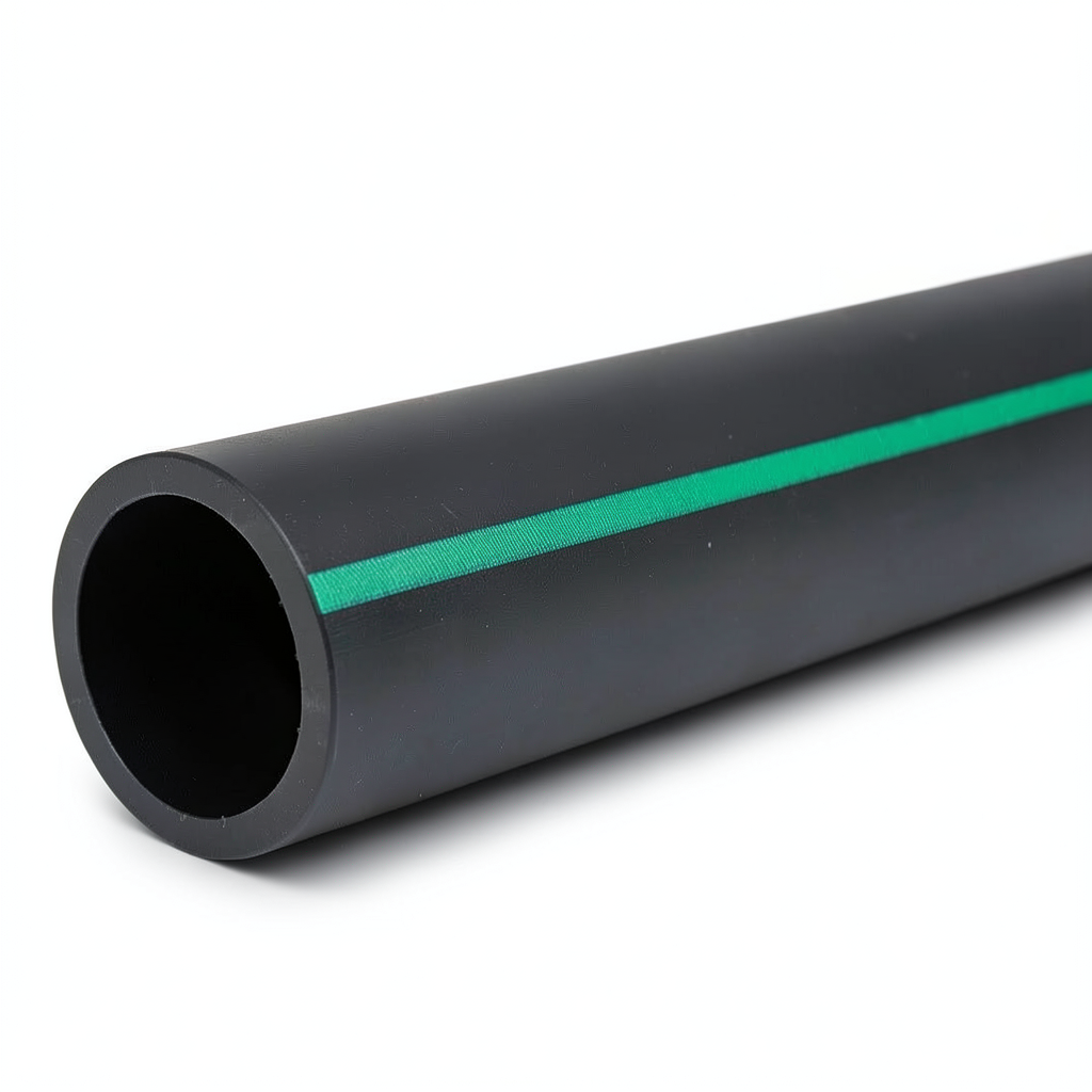 HDPE Polyethylene Pipe PN 12.5 Bar PE 80, 225 mm Diameter SDR 11, Black