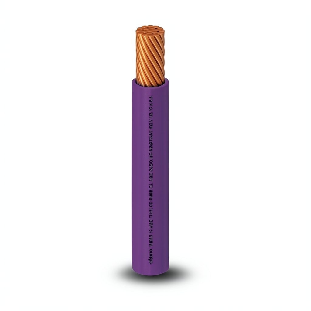 كابل نحاس THHN/THWN معزول PVC 105°C مقاس 0.82 مم² 600 فولت طول 500 قدم بنفسجي | شركة الفنار