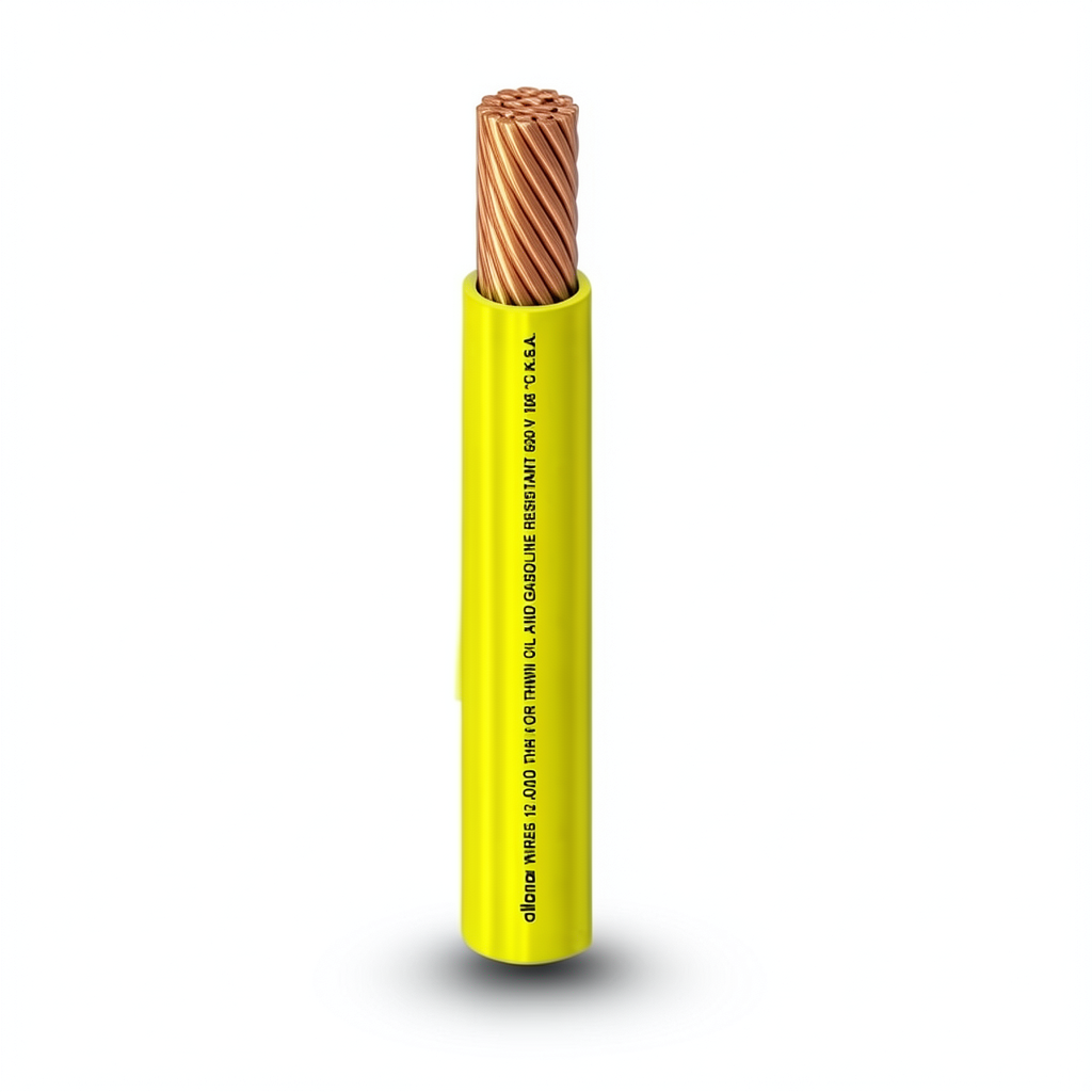 كابل نحاس THHN/THWN معزول PVC 105 درجة مئوية مقاس 2.08 مم² قطر 2.7 مم 600 فولت لون أصفر | شركة الفنار