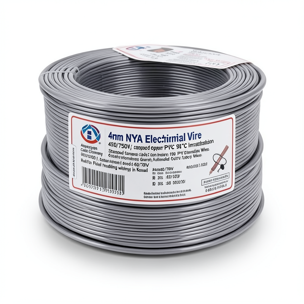 سلك كهرباء 4 مم NYA 450/750 فولت، نحاس مجدول عزل PVC 90°C، رمادي | شركة كابلات الشرقية للصناعة